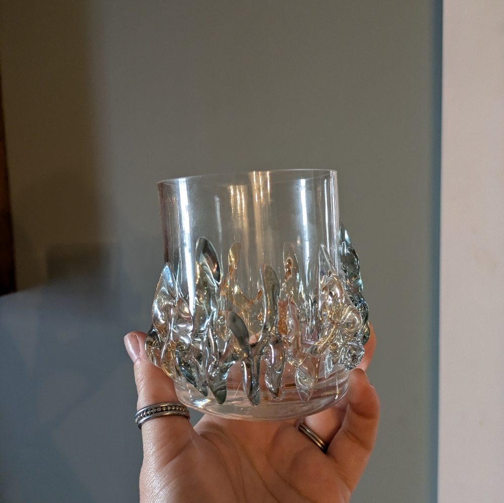 Ian Tomaian whiskey glass green and yellow